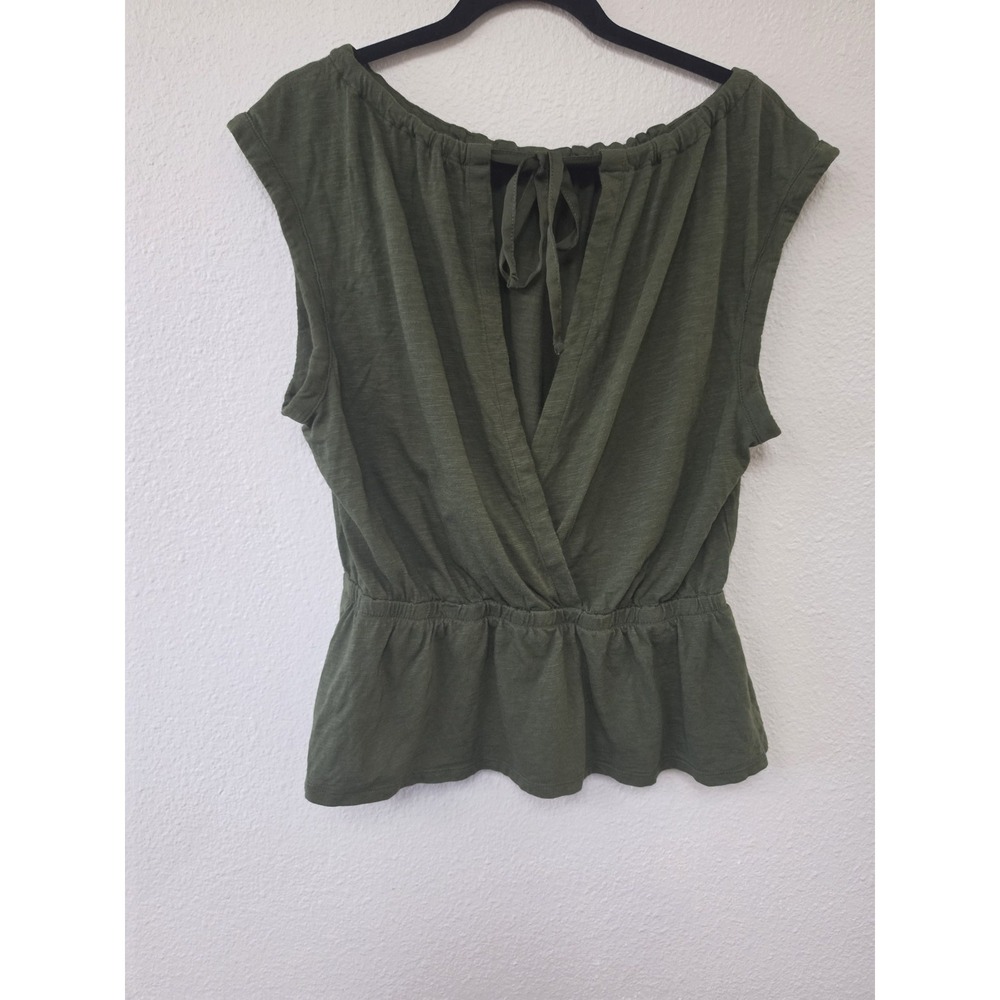 Banana Republic Women M Olive Green Long Sleeve Collared Top Blouse Shirt